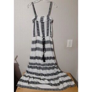 Tuckernuck Bindu black and white striped Textured Tiered Maxi Dress Size M